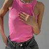 Ribbed Knitted Tops Neck Summer Basic Shirts White Black Casual Sport Vest Off Shoulder Green Women's Tank Top