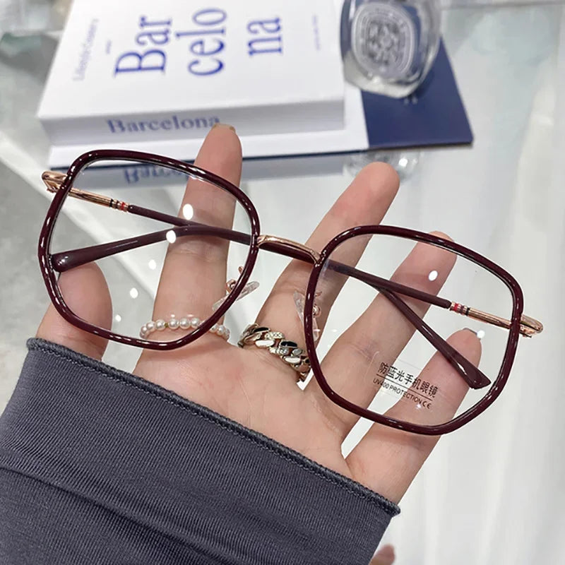 Ultraleichte Blaulichtfilter-Brille für Mädchen, Retro-Grüner Rahmen, schlichte Brille, Blaulichtfilter, transparente Brille für Damen