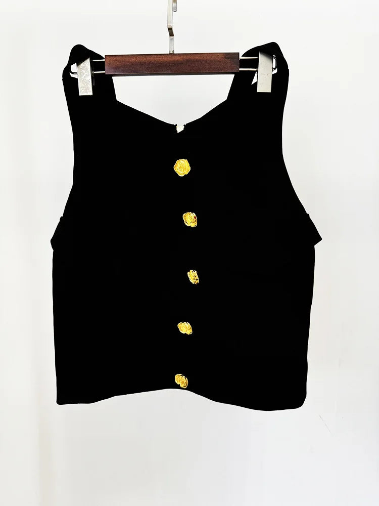 2024 New Blocked Metal Rose Button Slim Black Suit Jacket Festival Outfit Women Party Business Blazer