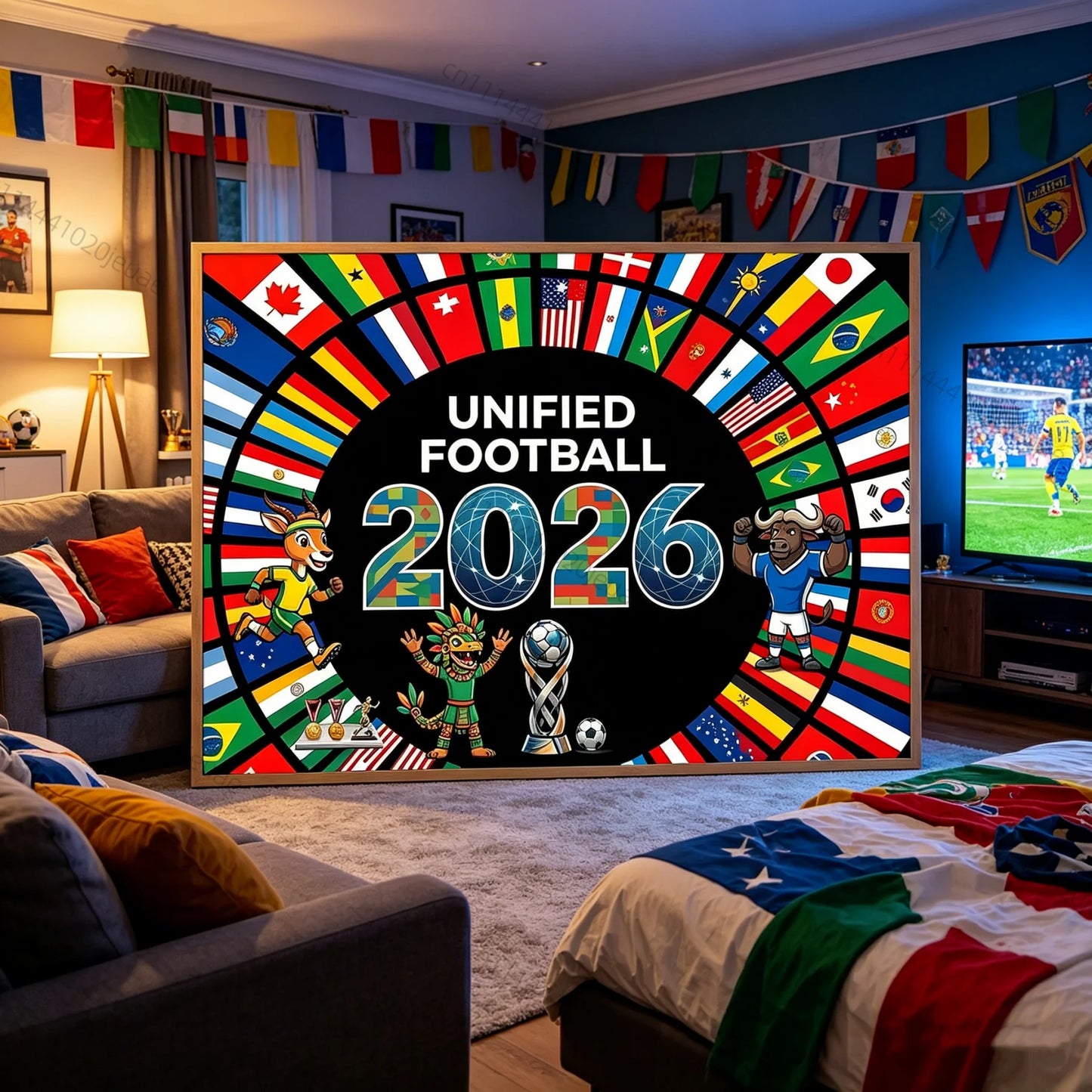 Unique Wall Tapestries Soccer Cup 2026 Flags Tapestry World Football Event Background Cloth Decor Sport Fans Party Banners Decor