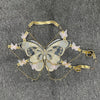 YOUR BUMP CURVE Sexy Woman Crystal Chain Butterfly Embroidery Sleeveless Backless Adjustable Ultra Short Top Music Prom
