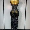 Luxury Rhinestones Sexy Mesh See Through Bodycon Dress Women Birthday Evening Cocktail party Gown Red Carpet Club Stage Outfit