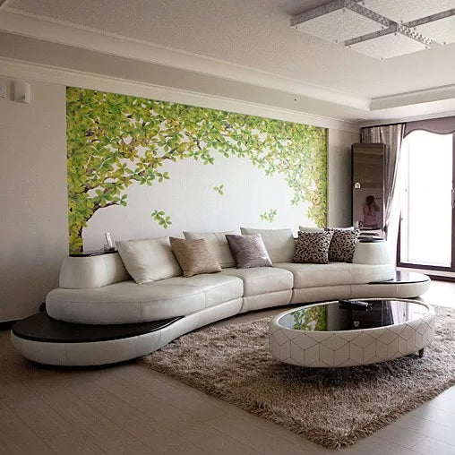 MANBAS Top Grain Echtes Leder Sofa mit Eckteil Modernes italienisches Ledersofa Große Bogenform Wohnzimmer Sofagarnitur