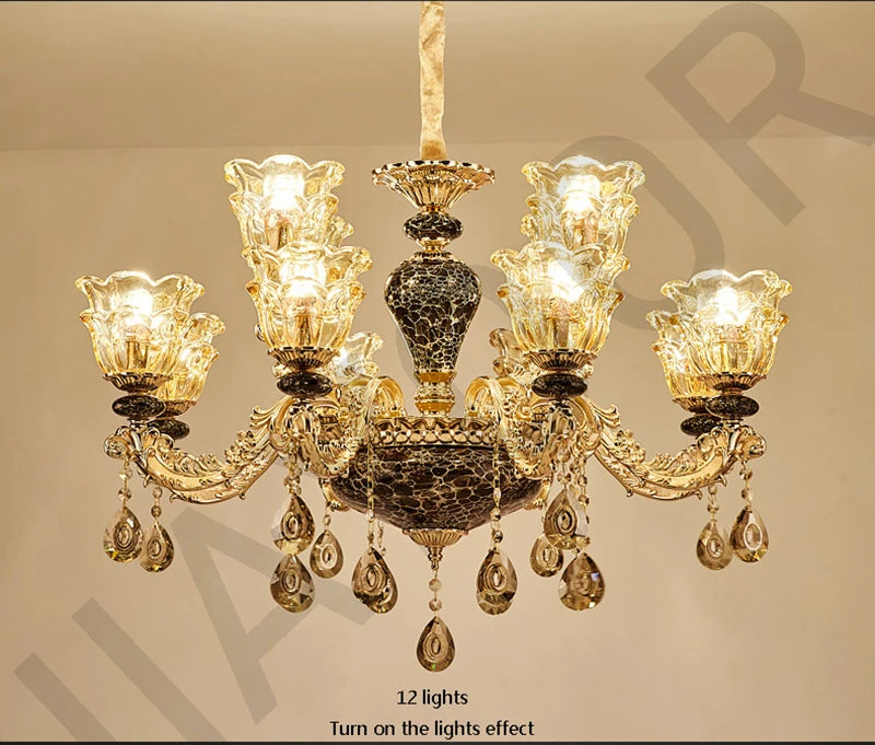 Kronleuchter Wohnzimmer Groß Luxus Kristall Lampe Esszimmer Schlafzimmer Dekoration Französischer Retro Kronleuchter Beleuchtung