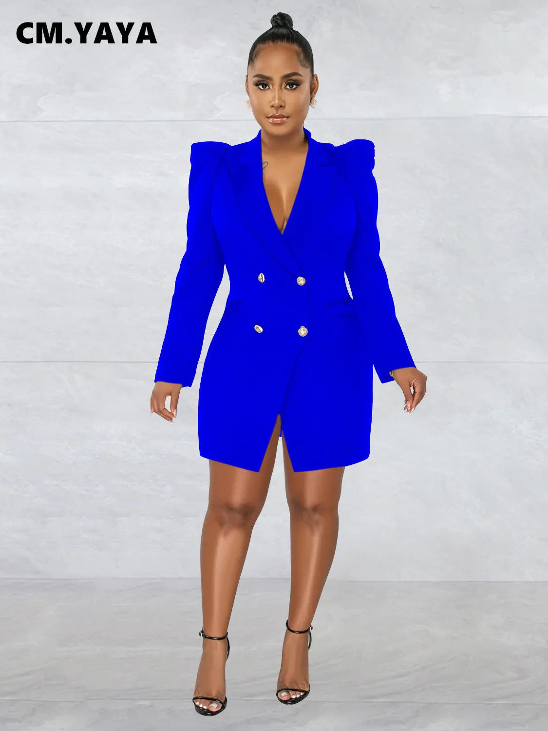 CM.YAYA Elegant Women  Blazer  Women 2022 Autumn Winter Streetwear Robe Femme Blazer Style Bodycon Midi Dress Female Clothing