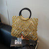 MOODS Handmade Woven Design Round Handle Handbags For Women Eco-friendly Craft Paper Hollow-out Luxury Designer Top-handle Bags