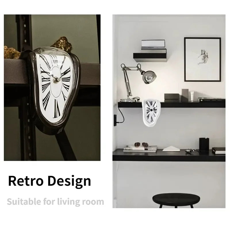 Surrealistische schmelzende Uhr geräuschlose schmelzende Wanduhr Salvador Dalí Stil dekorative Heim-Uhr Büro-Regal Tischgeschenk