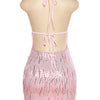 Kliou Tassel Patchwork Shiny Mini Dress Women Halter Bandage Stunning Backless Sleeveless Skinny Vestido Female Party Clubwear