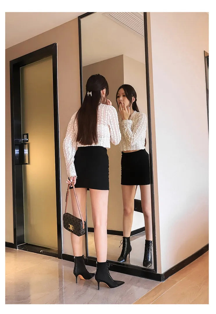 BIGTREE Shoes Cross Straps Sexy Women Boots Pointed Toe Stiletto High-heel Boots 2025 New Women's Ankle Boots Plus Size 42 43