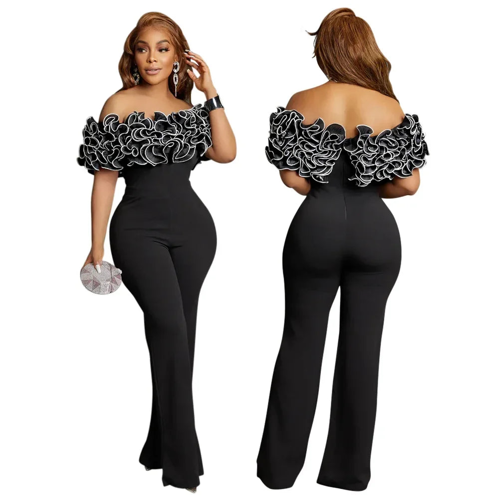 Sexy Jumpsuit mit Slash-Ausschnitt, figurbetont, für Damen, Overall, Rose, Einteiler, Damen, Club-Overalls, Promi-Outfits, Party, Sexy Rompers