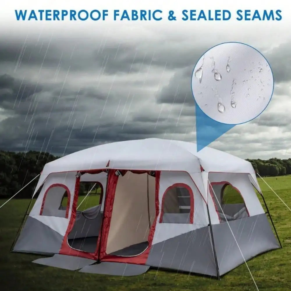 Camping Tent Cabin Tent 10 Person 2 Rooms Waterproof Shelter Large Room