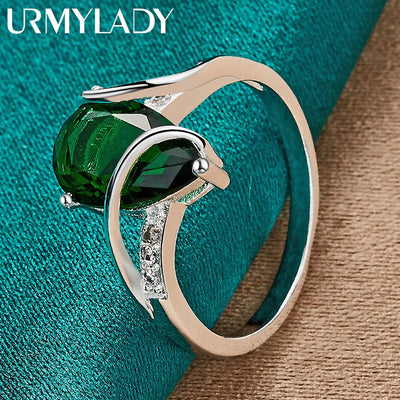 URMYLADY 925 Sterling Silber Wassertropfen Türkis 7-10# Ring für Damen Hochzeit Charme Verlobung Modeschmuck