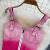 Pink Gradient Jeans Skirts Set Girl Fashion Denim Sleeveless Camisole Vest Top Two-piece Set Mini Bodycon Strap Skirt Summer