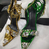 2024 Luxury Rhinestone Pointed Sandals Prom Super High Heel Sandals Slim Heel Dress Show Sandals Oversized 34-43 Women's Shoes