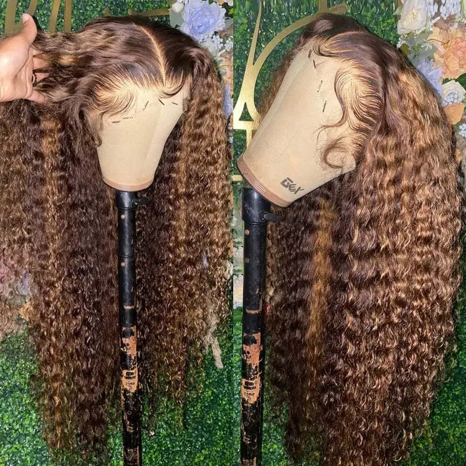 4/27 Highlight Wig Human Hair Deep Wave Hd Lace Wigs 36 Inch Curly Glueless Wigs Human Hair Colored Women Wigs On Clearance Sale