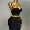 2025 New Arrival High Quality Women Sexy Bandage Tops Fashion Pencil Skirts Set Nightclub Party Celebrate Women's Set