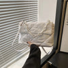 Acryl-Ketten-Umhängetaschen, quadratisch, lässig, Klappe, Damen-Pendeltaschen, gesteppt, All-Match, Winter, große Kapazität für Mädchen zum Einkaufen