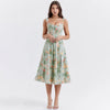Suninheart Summer Pink Floral Print Corset Dress Midi Elegant Sexy Party Dresses Holiday Birthday Casual A Line Women Clothing