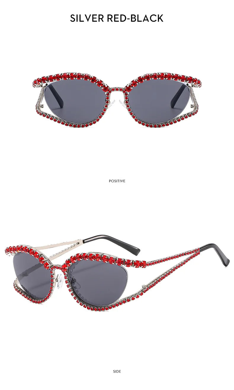 XJiea 2024 Designer Strass-Sonnenbrille für Damen Luxusmarken-Mode-Steampunk-Herrenbrille Party-Strand-Schatten-Accessoire