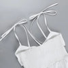 Hollow Ruched  Dress Women Square Collar Lace-up Shoulder Strap Backless Sleeveless Ruffles Street Trend Mini Bodycon