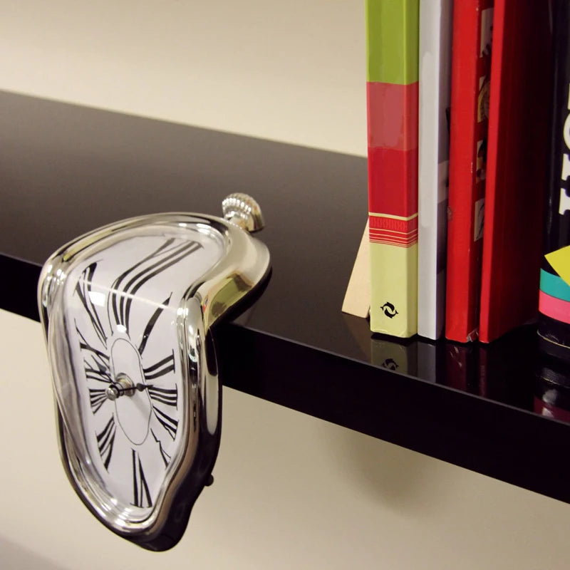 Surreal Melting Clock Silent Melted Wall Clock Salvador Dali Style Wall Watch for Decorative Home Office Shelf Desk Table Gift