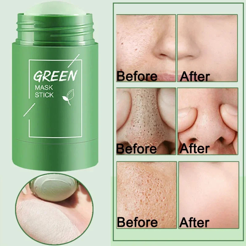 Green Tea Cleansing Solid Face Mask Stick Cleans Pores Remove Acne Blackhead Oil Control Lighten Moisturizing Beauty Skin Care