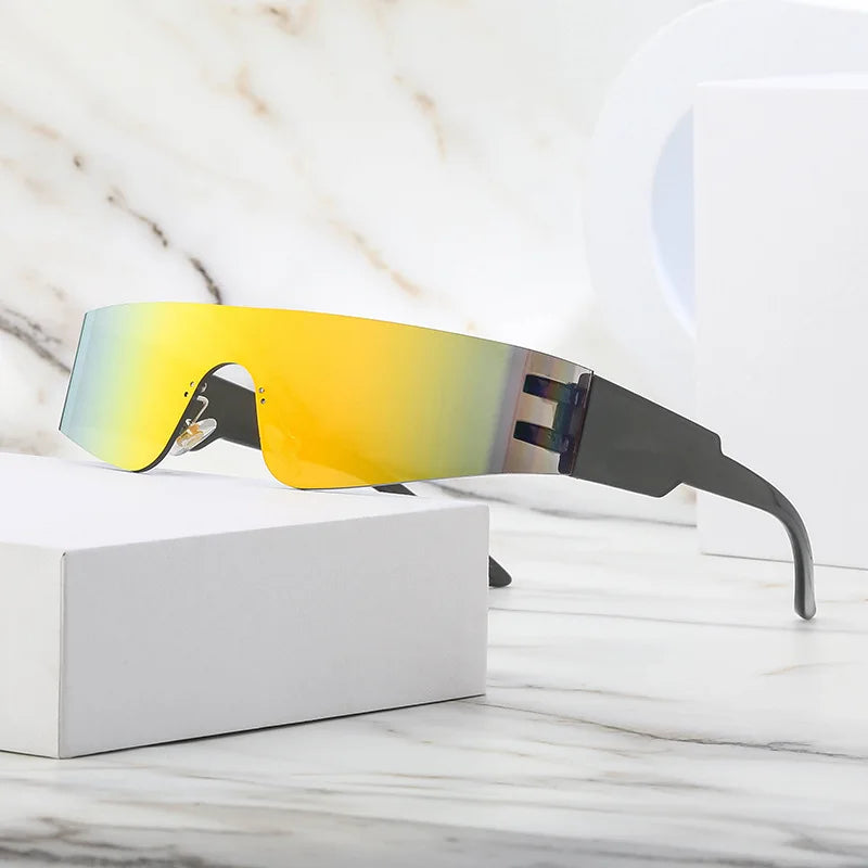 Neue Mode Bunte Sport-Sonnenbrillen Damen Cyberpunk Randlose Sonnenbrille Anti-UV Fahr-Sonnenbrille UV400 Oculos De Sol