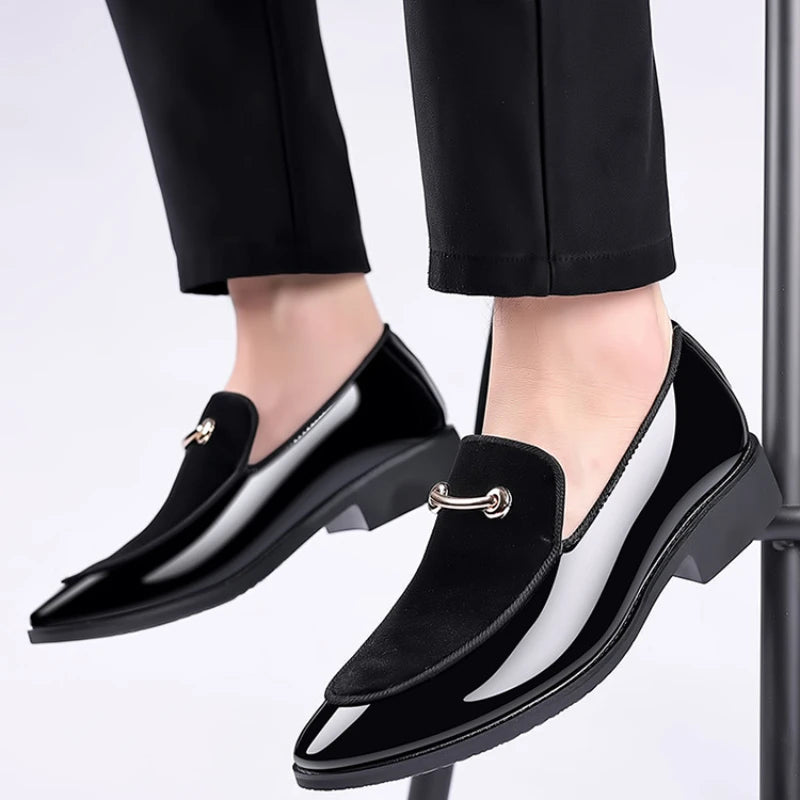 Herren Party Schuhe Schwarz Luxus Herren Formelle Lederschuhe Slipper Lackleder Business Casual Schuhe Loafer Große Größen Zapatos