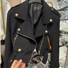 Korean version of the long-sleeved motorcycle jacket jacket women's spring and autumn new fashion temperament Joker suit collar