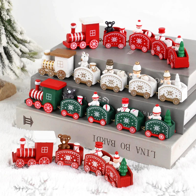 Weihnachten Holzeisenbahn Frohe Weihnachten Dekorationen für Zuhause 2024 Weihnachtsbaumschmuck Navidad Noel Kindergeschenk Frohes Neues Jahr 2025