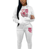 Women's Hoodies Sets Pants Suit 2 Piece Outfits 2025 New Letter Print Bear Aesthetics Sweatshirt and Sweatpants Womens Tracksuit