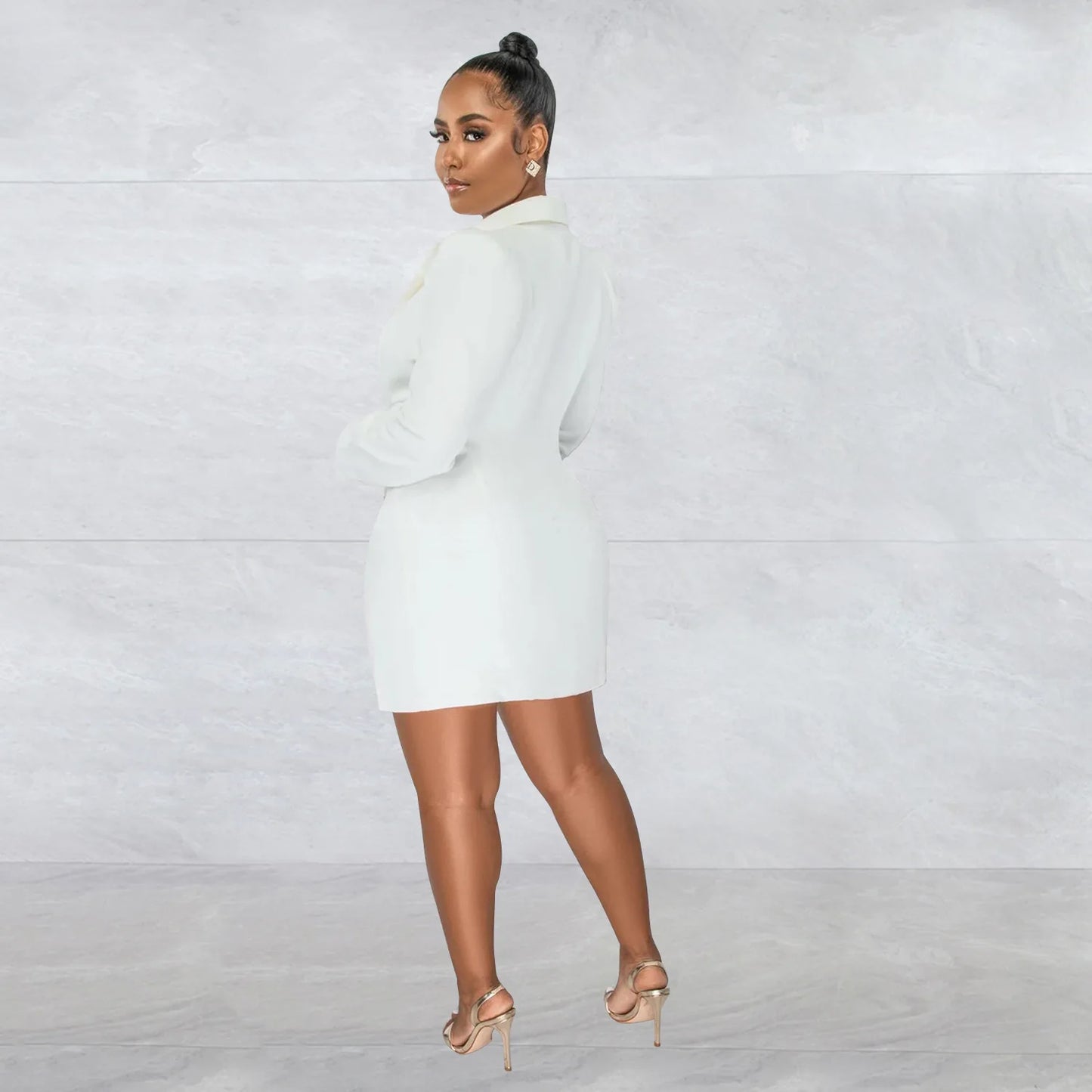 CM.YAYA Elegant Women  Blazer  Women 2022 Autumn Winter Streetwear Robe Femme Blazer Style Bodycon Midi Dress Female Clothing
