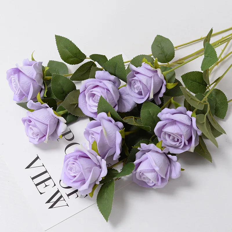 3/5/10/20 Stk. Rosen Künstliche Blumen Rosenzweig Künstliche Rote Rosen Realistische Kunstrosen für Hochzeits-Heimdekoration