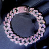 Iced Out Pink Cuban Armband für Frauen Hip Hop Gold Silber Farbe Kristall Herz Kreis Quadrat Armband 4Pcs Set Schmuck Geschenk