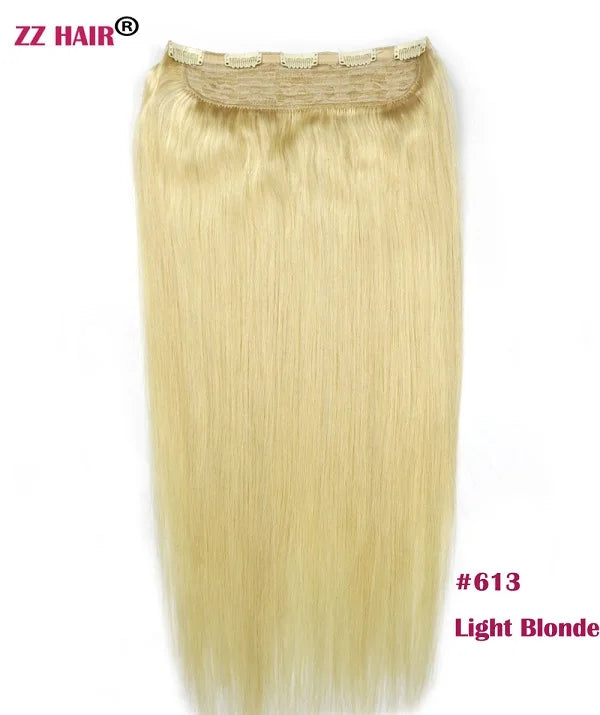 ZZHAIR 100% Brazilian Human Remy Hair Extensions 16"-26" 1Pcs Set 100g-200g One Piece 5 Clips In Natural Straight