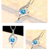 ZDADAN 925 Silver Blue Crystal Necklace Chain For Women Wedding Jewelry