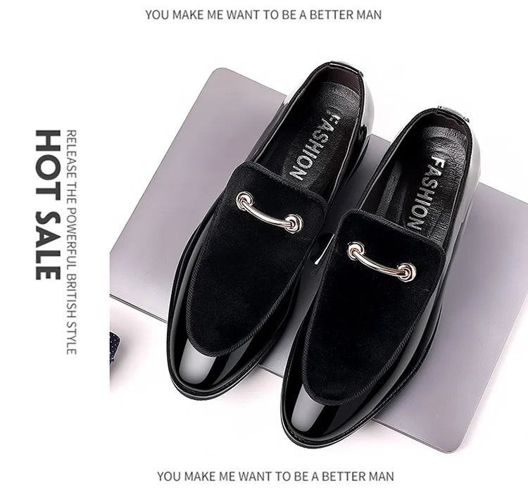 Herren Party Schuhe Schwarz Luxus Herren Formelle Lederschuhe Slipper Lackleder Business Casual Schuhe Loafer Große Größen Zapatos