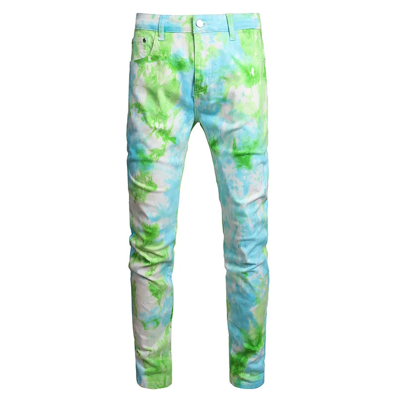 2023 New  Casual Mens Cotton Jeans Elastic Slim Skinny White Camouflage Printing Jeans Male Thin Denim Pants Vaqueros Hombre