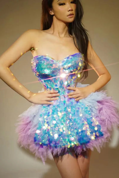 Schwerindustrie Diamant Hautpflege KleidEvent Party Performance Nachtclub BühneD] Sänger Model GOGO sexyPerformance Kleid