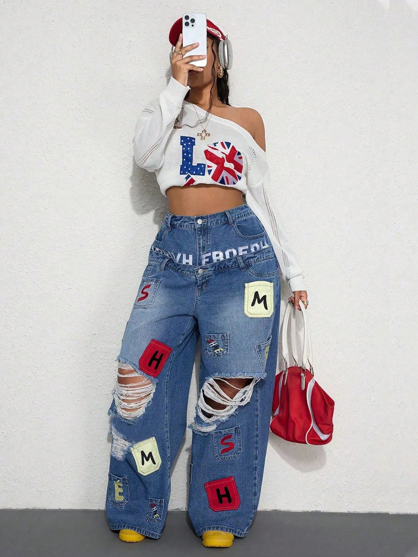 Hip Hop Wide Leg Jeans Pants Sexy Women High Waist Elegant High Street Ripped Denim Straight Trousers