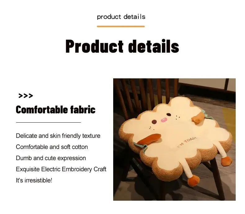1 Stück Simulation Brot Toast Kissen Gefüllt Memory Foam Kissen Sofa Stuhl Dekor Sitzkissen Niedliche Studenten Stuhlauflage