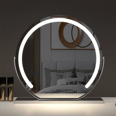 Schminkspiegel mit Beleuchtung LED Runder Make-up-Spiegel für Schlafzimmer mit 15-facher Vergrößerung Smart Touch Dimmbar 3 Modi 360° Drehbar