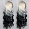 Charism Synthetic Lace Front Wig 60 Platinum Blonde To Black Ombre Wig Pre Plucked Natural Hairline Lace Frontal Wigs For Women