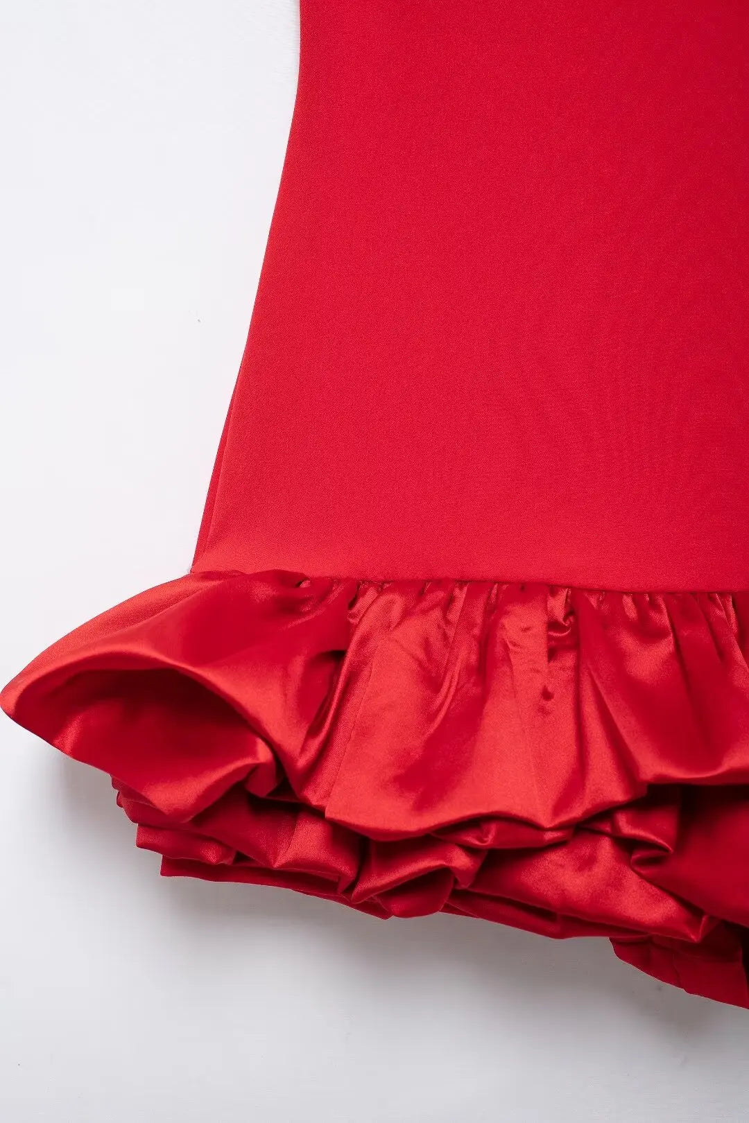TRAFZA Sexy Solid White Flower Bud Tierred Red Mini Dress Safety Pants Women Dress New 2025 Spring Autumn Fashion Party Dress