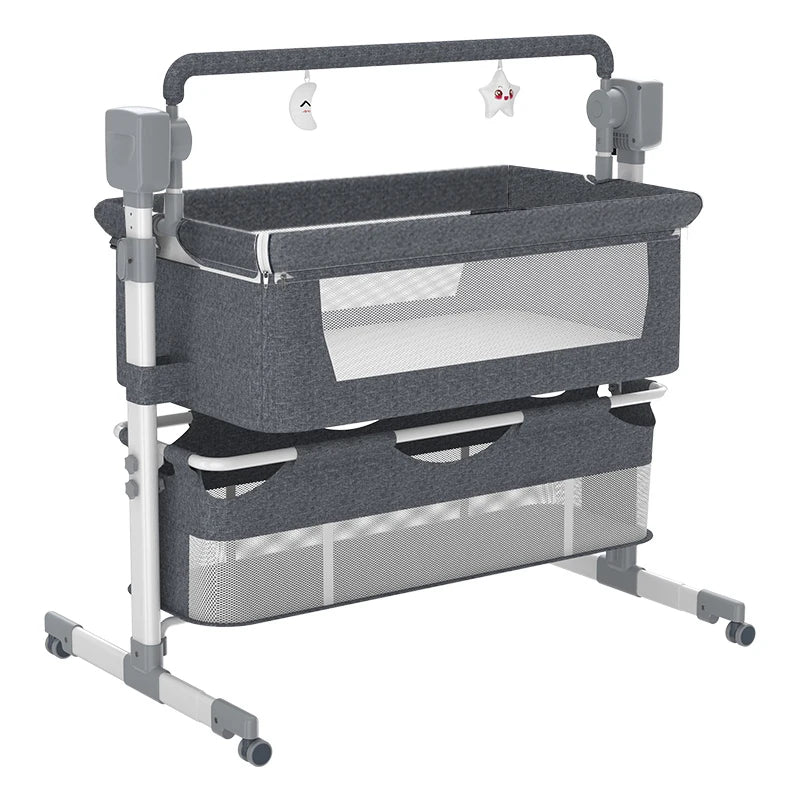 Babybett Babywiege Neugeborenen Beistellbett Tragbares Reisebett mit Moskitonetz Schlafwiege Baby Schaukelbett