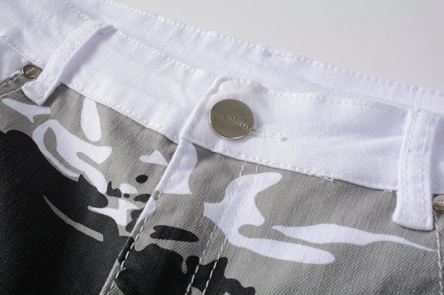 2023 New  Casual Mens Cotton Jeans Elastic Slim Skinny White Camouflage Printing Jeans Male Thin Denim Pants Vaqueros Hombre