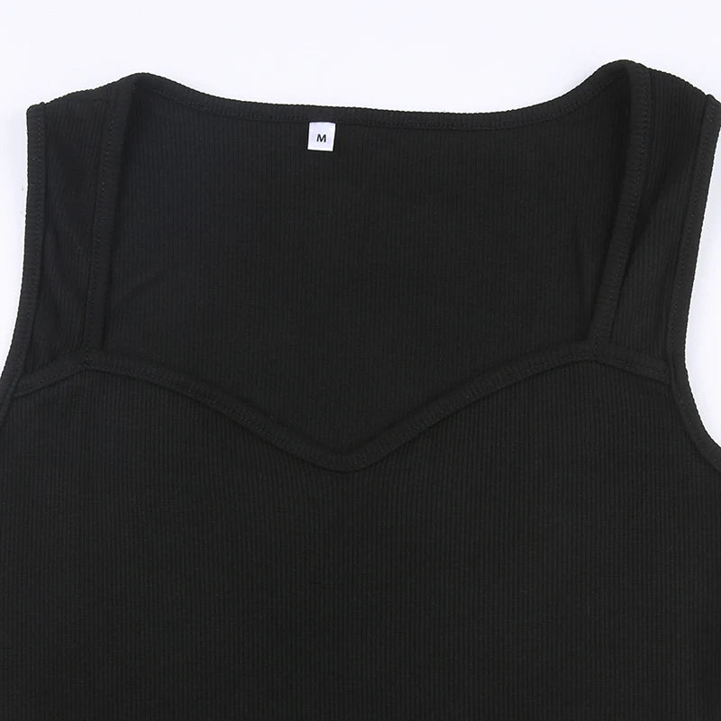 CIBBAR Basic Strick-Maxikleid Koreanische Mode Quadratischer Kragen Ärmellos Damenkleider Sommer Lässig Y2k Vintage All-Match Outfits