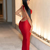 Weird Puss Sexy Party Dress Women Ring Clasp Chic Hollow Backless Sleeveless Low-Neck Birthday Banquet Rave Bodycon Vestidos