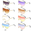 Metallische Oversized Punk Sonnenbrille Damen Semi-Randlose Schutzbrille Shield Lens Designer Große Sonnenbrille Damen Modeaccessoires