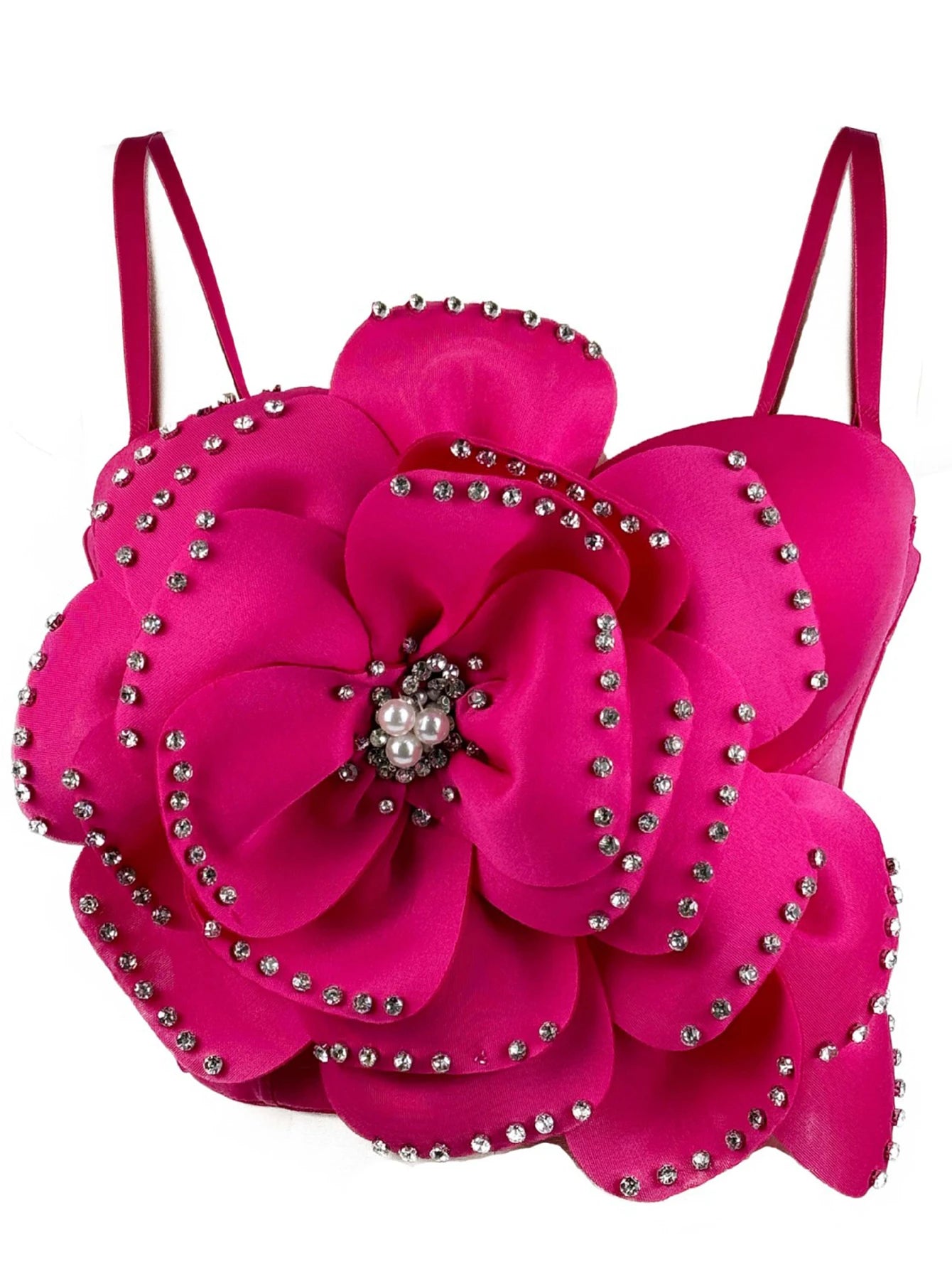 Sexy pink white flower corset crop top women clothing summer body cropped beading bra club party tops woman 2026 halter tank top